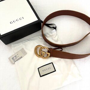 Gucci GG Marmont Brown Belt, Size 85/34 (Sm/Med) New, with box, tag, dust bag